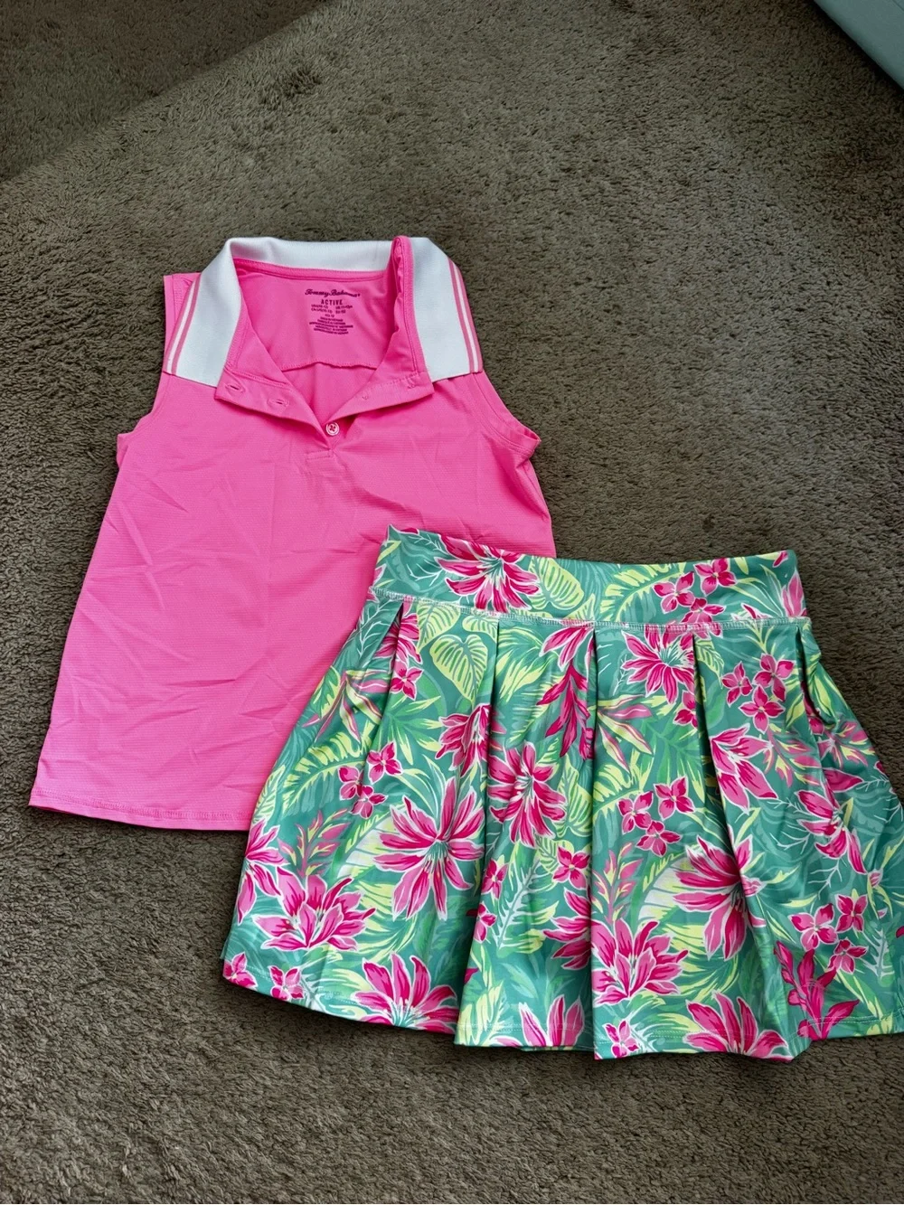 Tommy Bahama Pink Active Sleeveless Polo Top